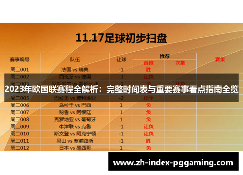 2023年欧国联赛程全解析：完整时间表与重要赛事看点指南全览